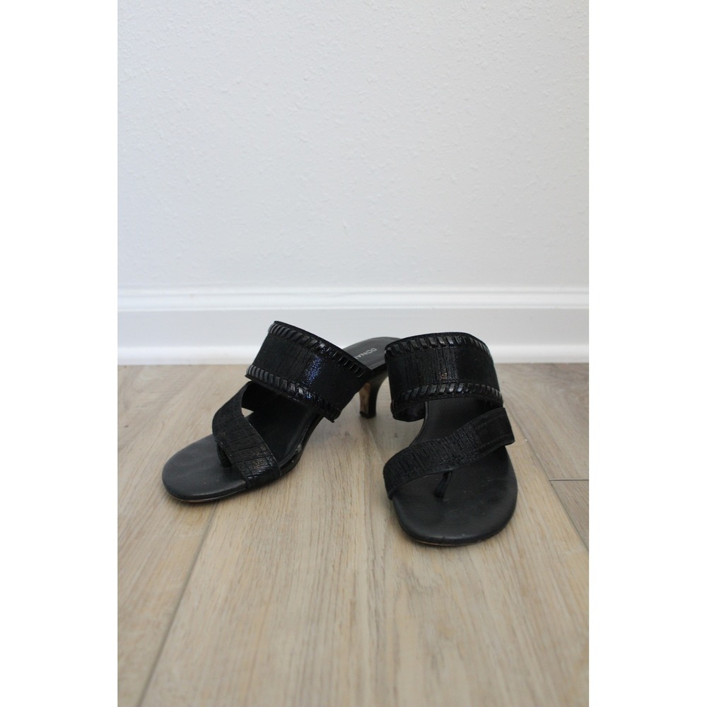 Donald J‎ Pliner Ruge Black Textured Kitten Heel Slide Sandals Women 7M